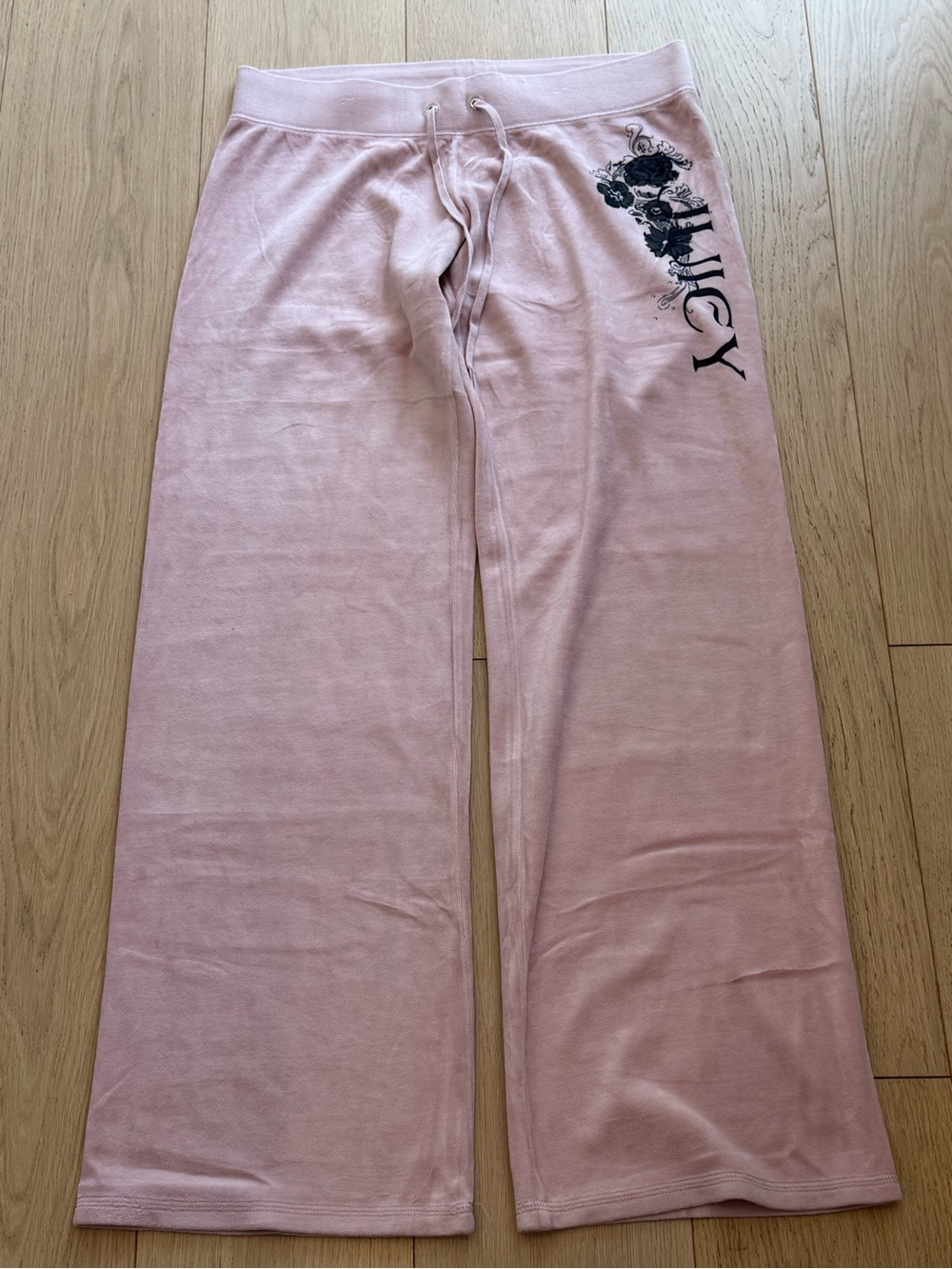 BNWOT Rare Juicy Couture Original Era Blush Pink Velour Pants L Rhinestone